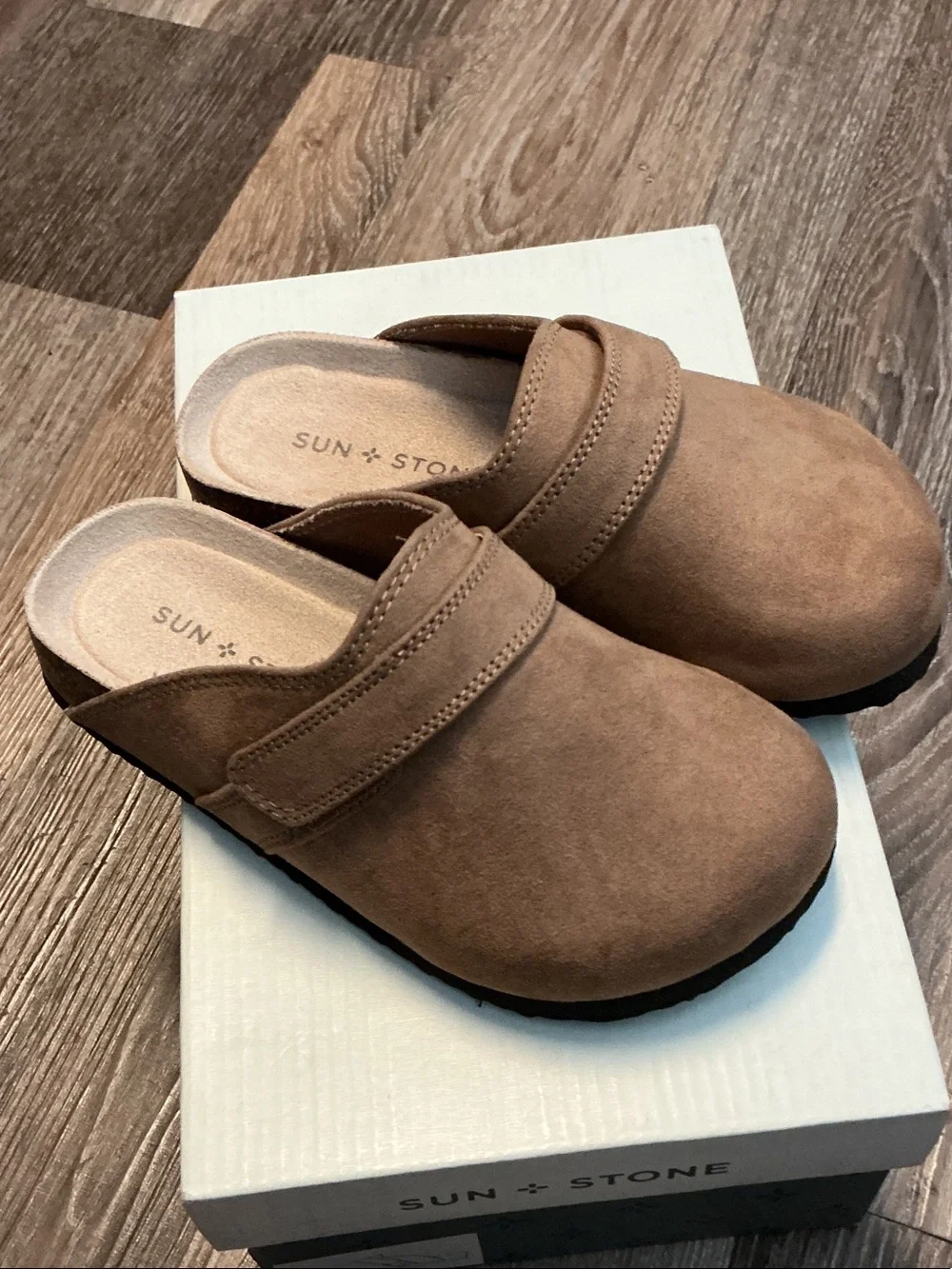Sun + Stone Kids Suede Slip-On Clog in Tan